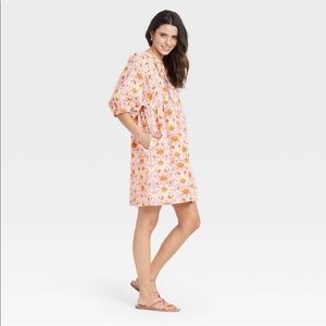 TARGET floral puff sleeve elbow babydoll dress